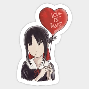 Kaguya sama Kaguya shinomiya holding a heart-shaped red balloon with text on it in an aesthetic watercolor art Sticker